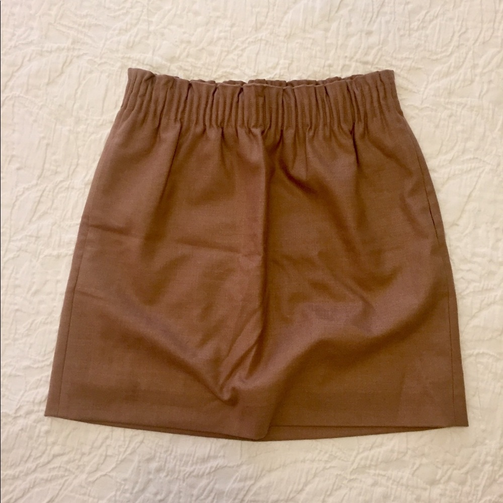 Tan Elastic Waist Mini Skirt