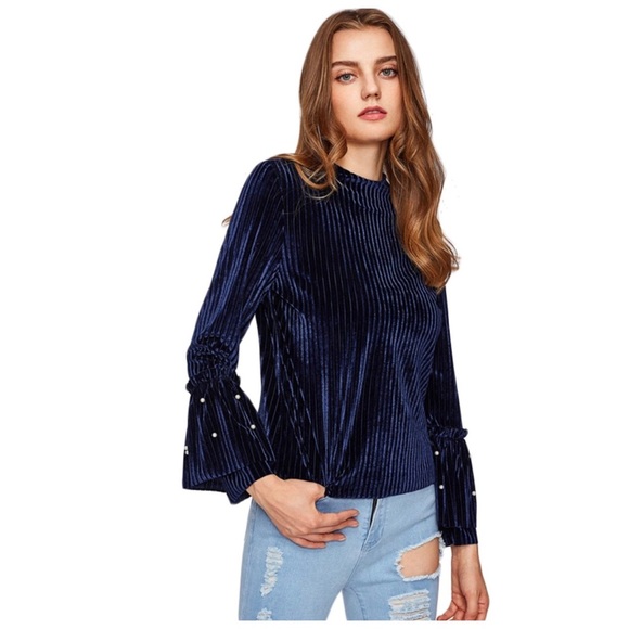 Blue Velvet Pearl Top - Picture 3 of 4