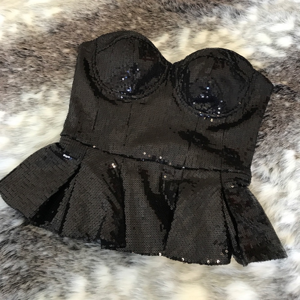 Bebe sequin peplum top