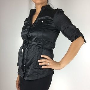 Guess Satin Buttom Down Shirt with Waist Tie