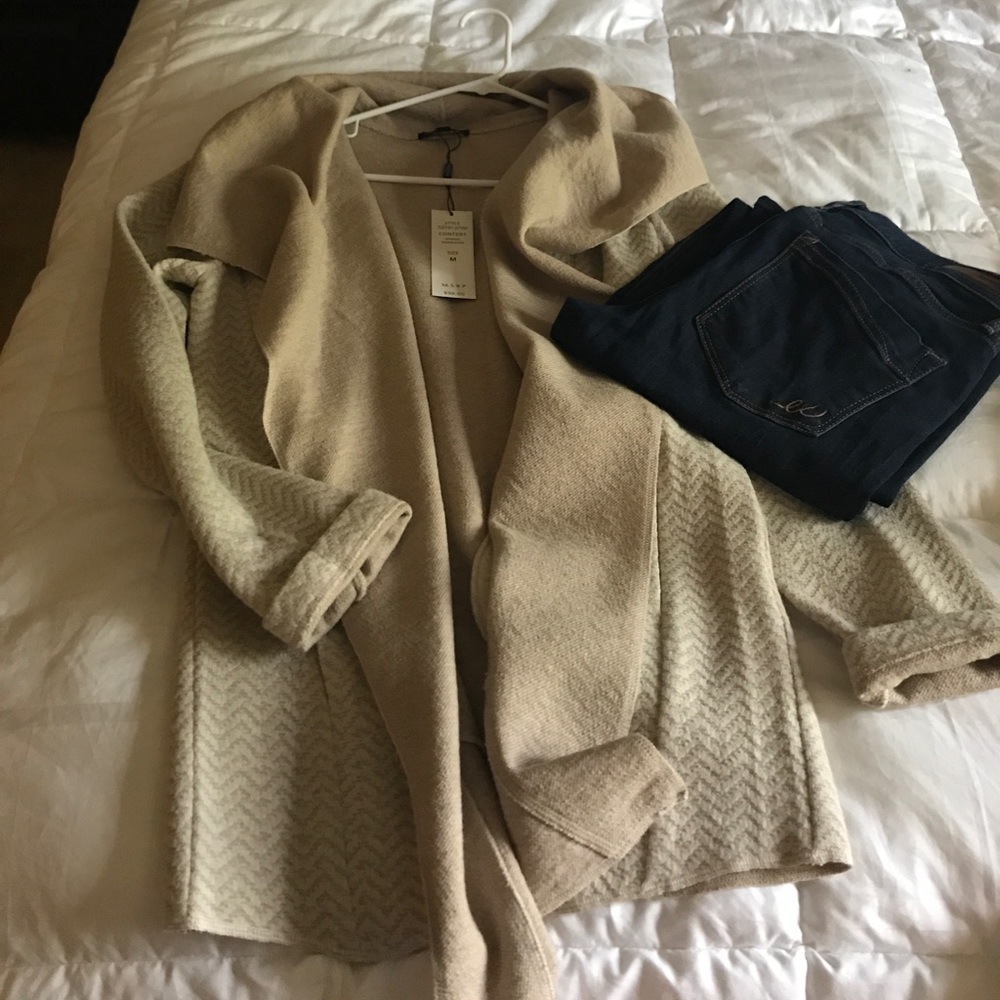 High end neutral cardigan with pockets
