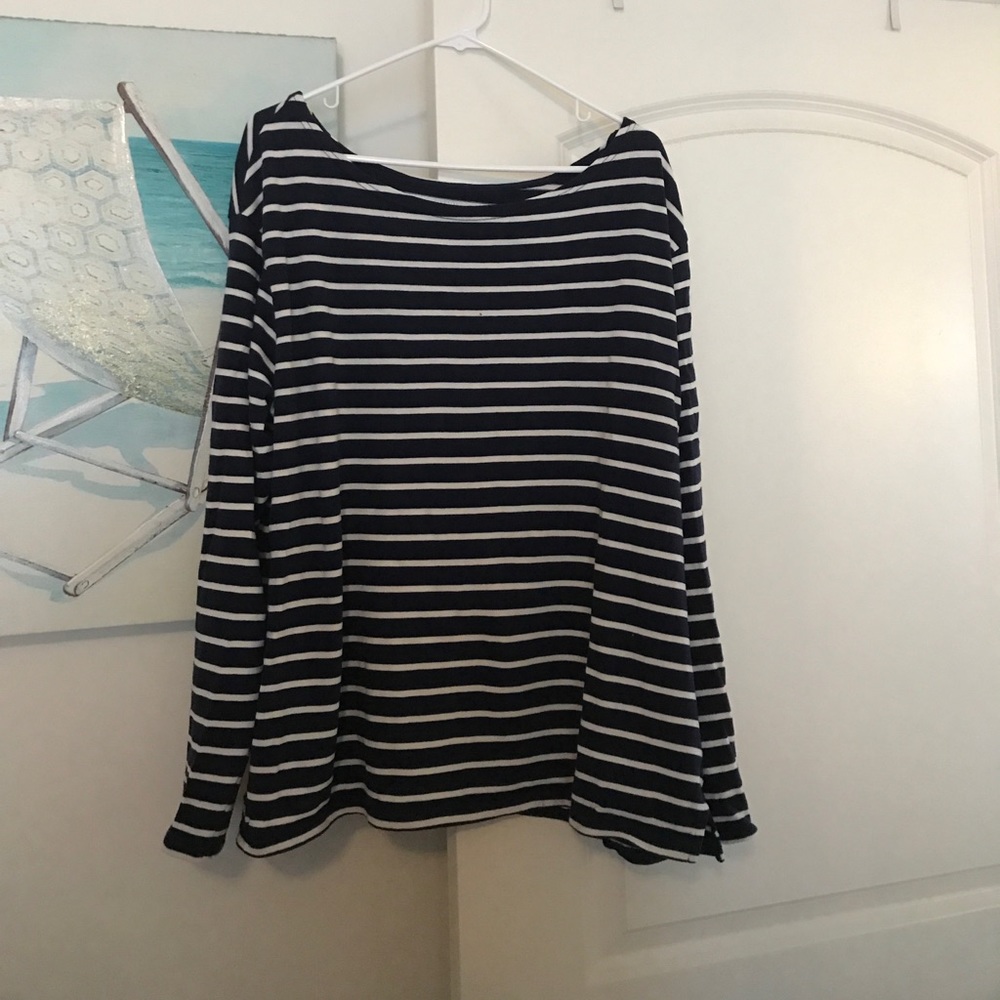 NAVY and white striped thick long sleeve