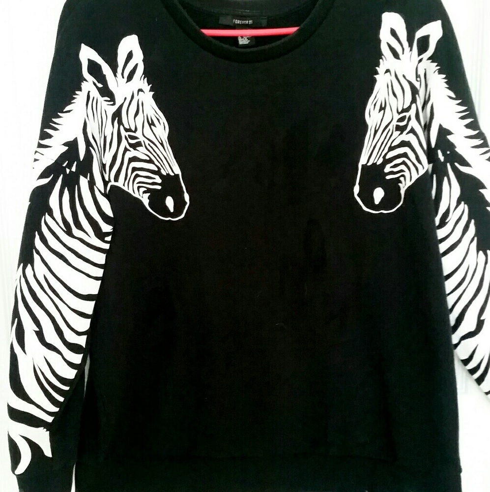 Forever 21 zebra crewneck