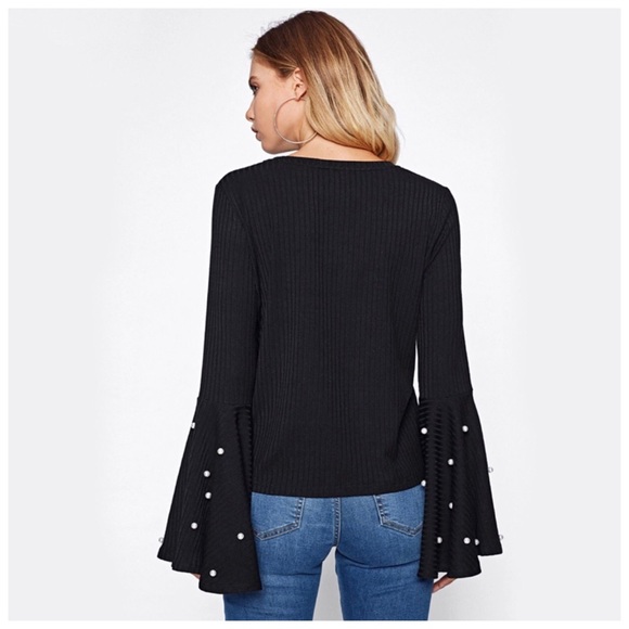 ‼️LAST CALL PRICE FIRM Flared Pearl Sleeve Top - Picture 4 of 4