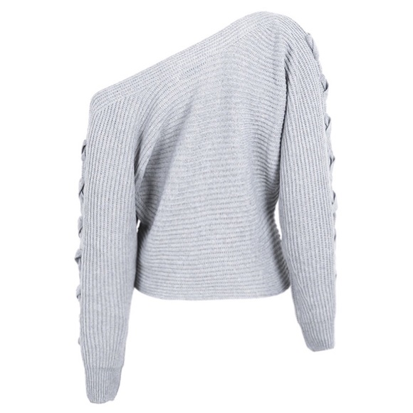 🍂 Tie Sleeve One Shoulder Sweater - Picture 5 of 8