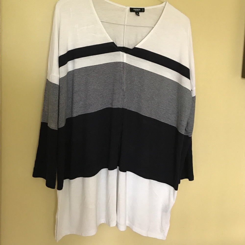 Premise Studio Size 0X Long Sleeve Striped T Shirt