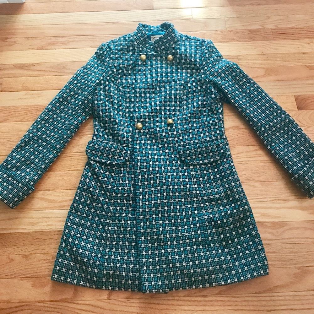 Beautiful Tulle Turquoise Wool Blend Pea Coat S