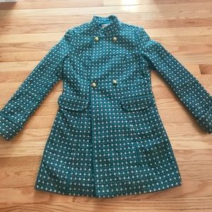 Beautiful Tulle Turquoise Wool Blend Pea Coat S