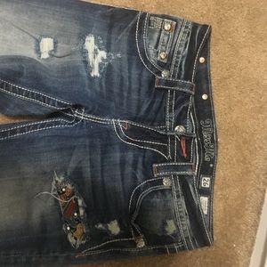 Miss me, skinny jeans size 26- intricate detailing