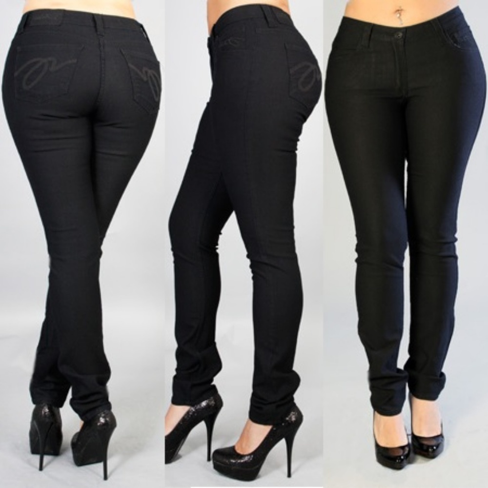 PZI black skinny jeans mid rise 34" inseam NWOT