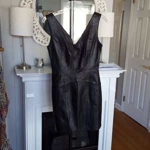 Vintage genuine leather mini dress