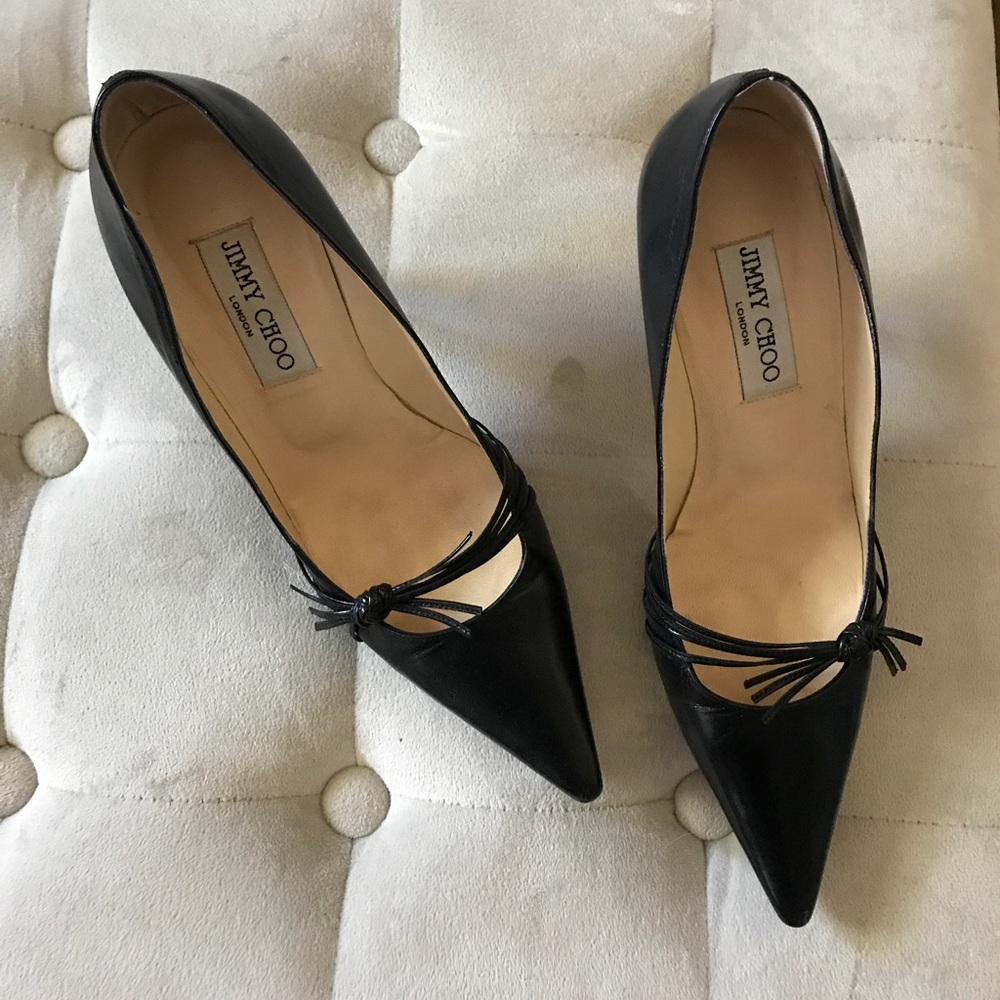 Jimmy Choo Black leather heels 7.5 / 37.5