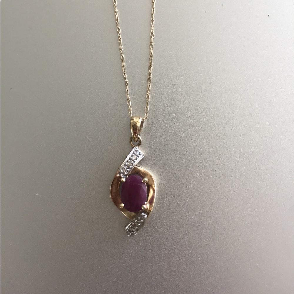 10k Gold Ruby and Diamond necklace