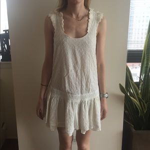 White eyelet drop-waist Maje dress. Size S.
