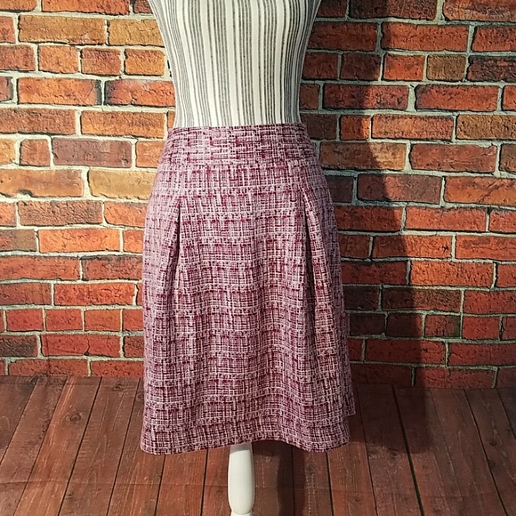 Ann Taylor raspberry tweed lined skirt - Picture 4 of 4