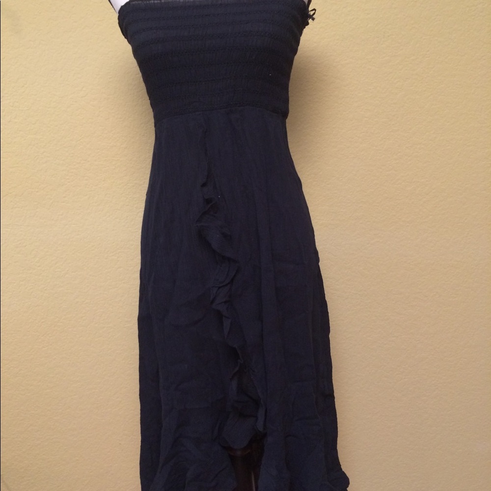 Long black strapless casual dress