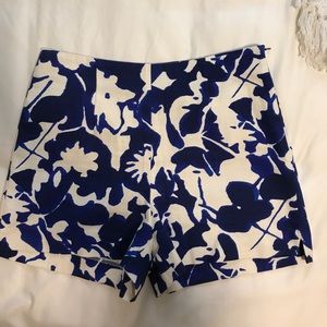 Zara blue & white high-waisted shorts