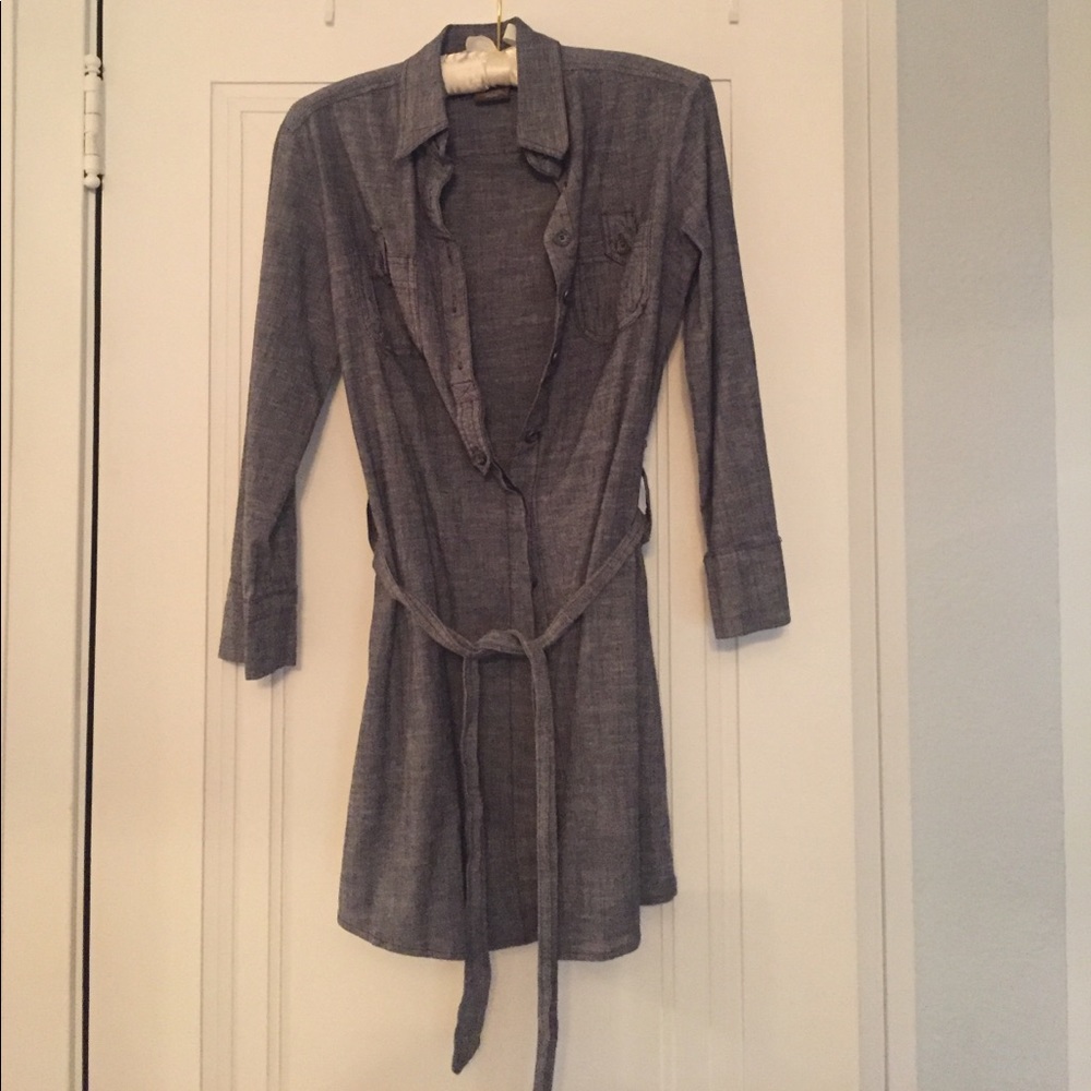 Grey Chambray Anthropologie shirt tunic