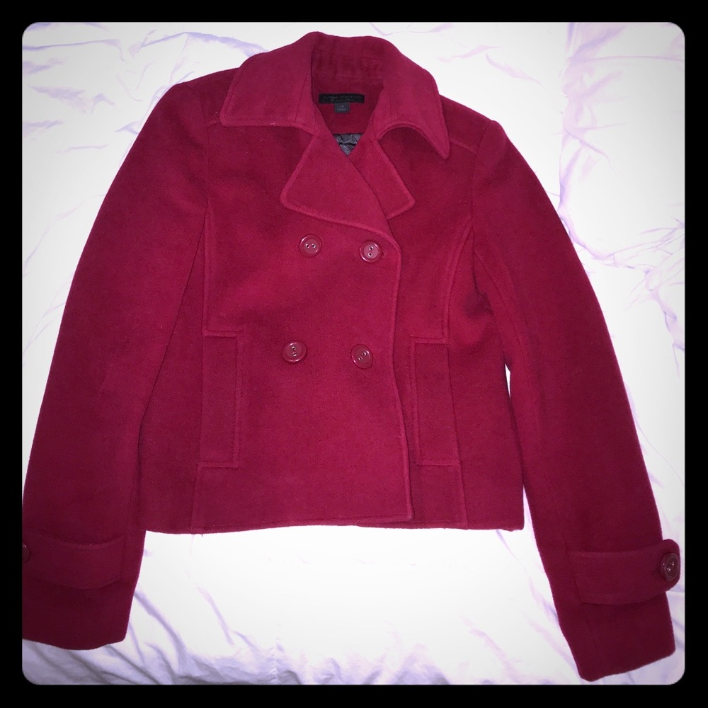 Express crop pea coat EUC Red