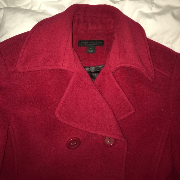Express crop pea coat EUC Red - Picture 2 of 6
