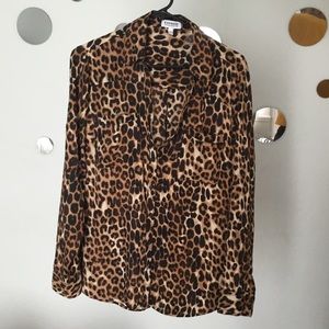 Express Leopard Print Portofino Blouse