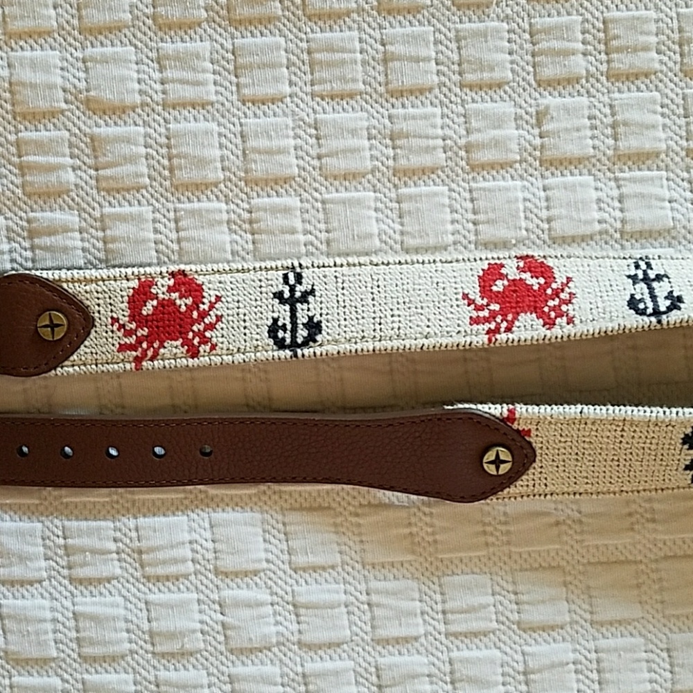 C.Wonder Crab & Anchor Nautical Needlepoint belt