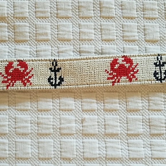 C.Wonder Crab & Anchor Nautical Needlepoint belt - Picture 2 of 8