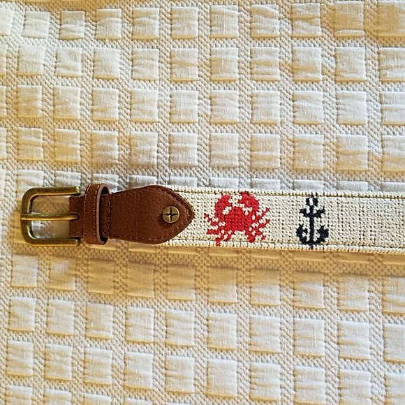 C.Wonder Crab & Anchor Nautical Needlepoint belt - Picture 4 of 8