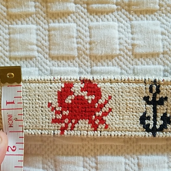 C.Wonder Crab & Anchor Nautical Needlepoint belt - Picture 5 of 8