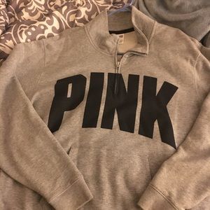 Pink size L grey black half zip up