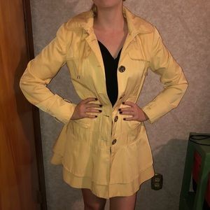 Guess yellow rain trench coat with detachable hood