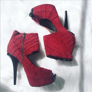 Bebe Red suede heels size 8