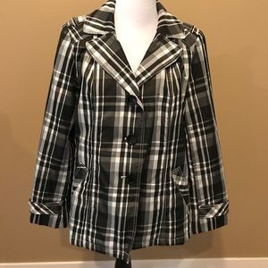 Esprit black and white plaid coat
