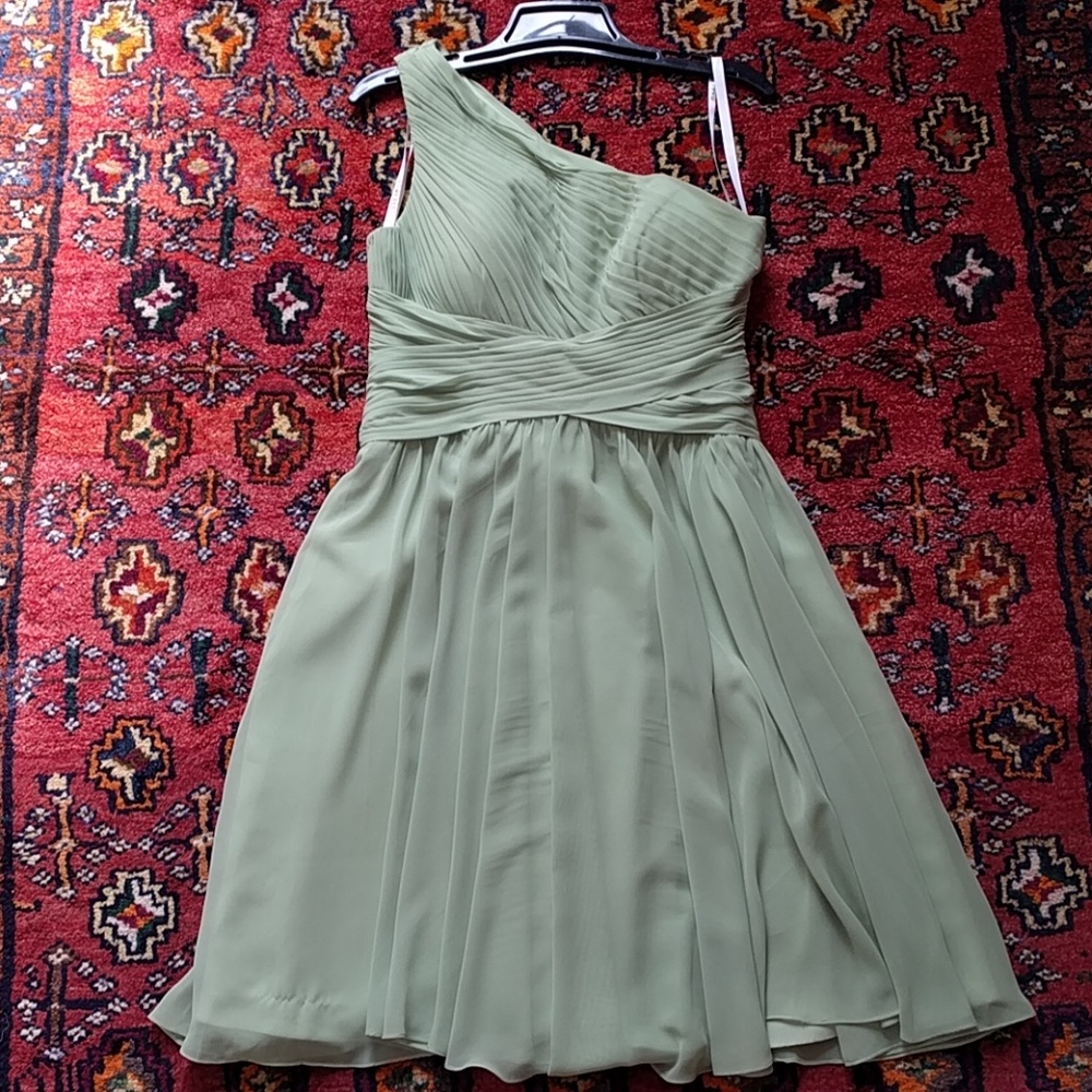 Bari Jay One Shoulder Chiffon Midi