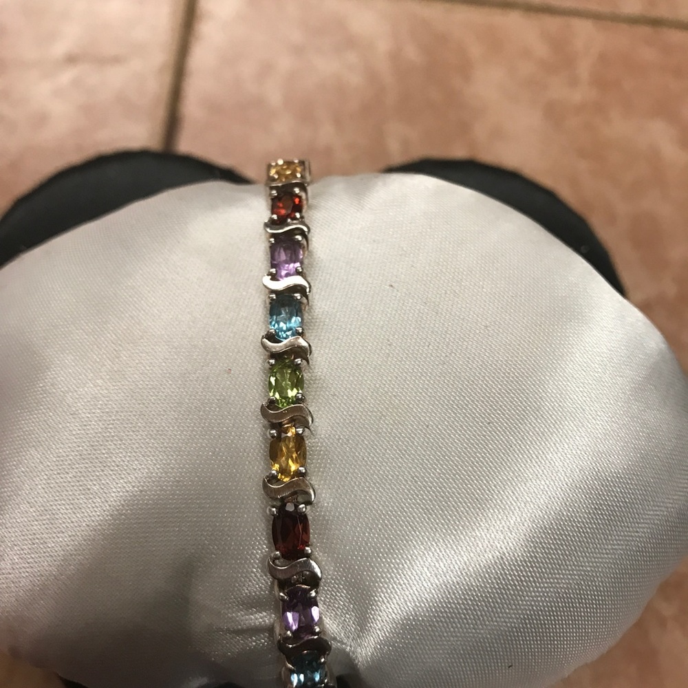 Sterling Silver multi-gemstone tennis bracelet