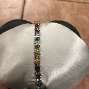 Sterling Silver multi-gemstone tennis bracelet