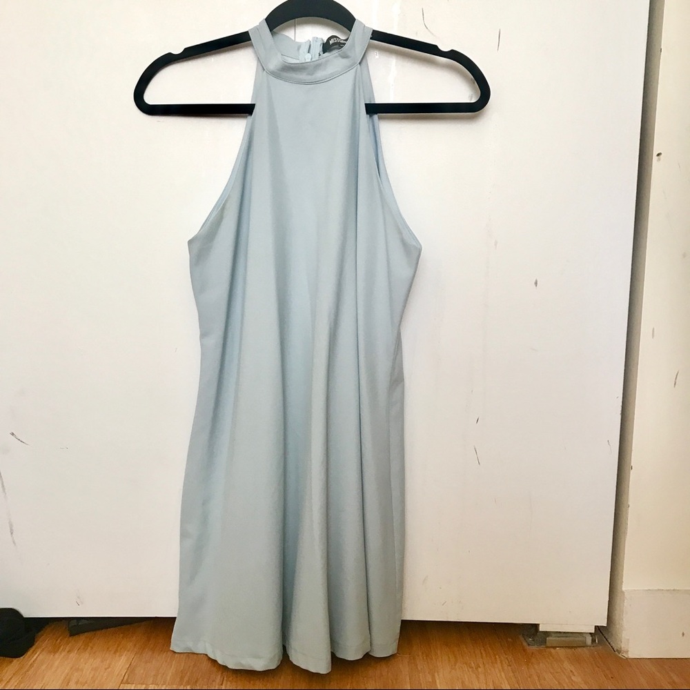 🌼 High Neckline Powder Blue Cuff Dress 🌼