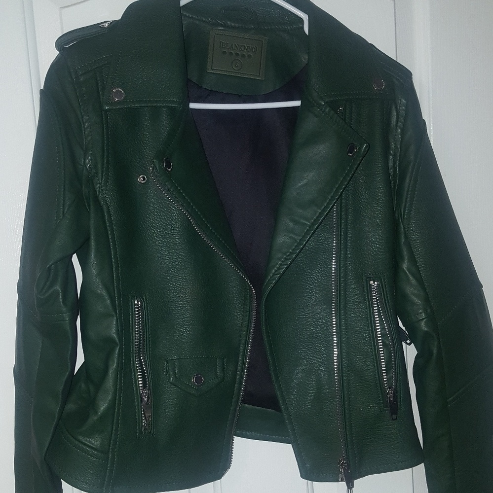 Nwt green PU leather biker jacket