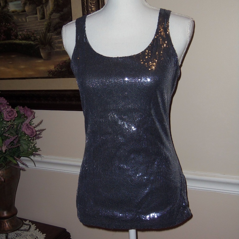 The Limited black dressy sequined tank  blouse S
