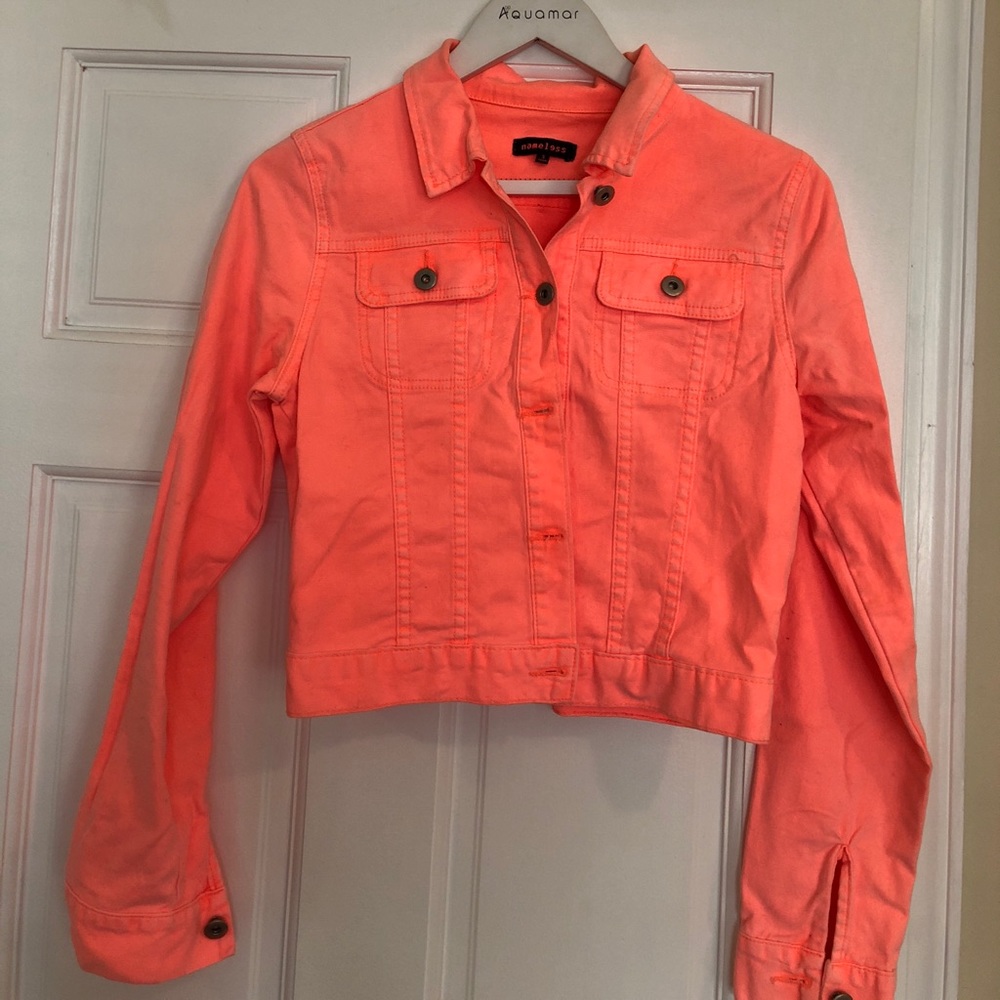 Orange denim jacket