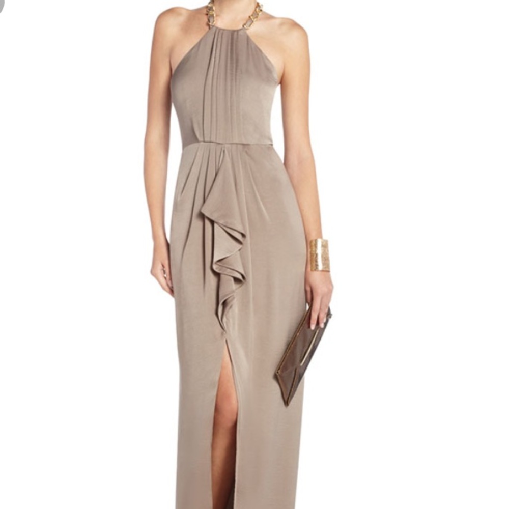 BCBG Milania Floor length halter gown with tags