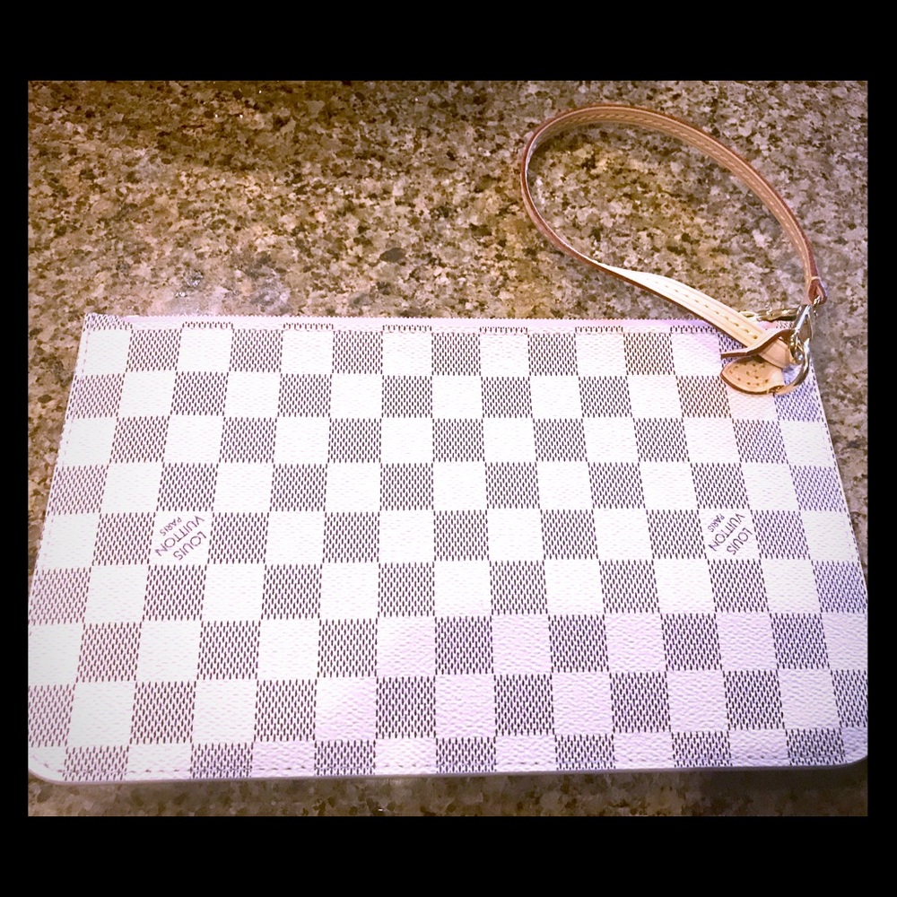 SOLD!!! LV Neverfull Damier Azur Pouchette