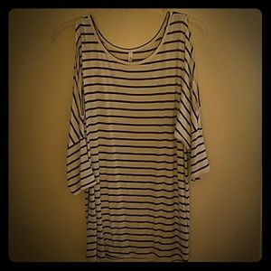Cold Shoulder Striped Tee