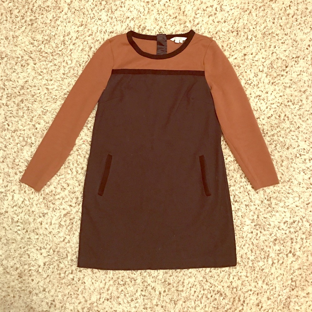 Boden Black & Brown 3/4 Sleeve Fall Dress