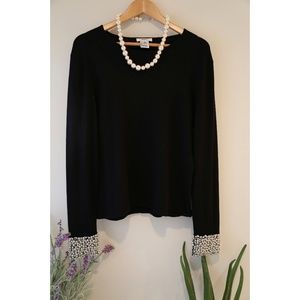 Talbots Black Knit Pearl Sleeves