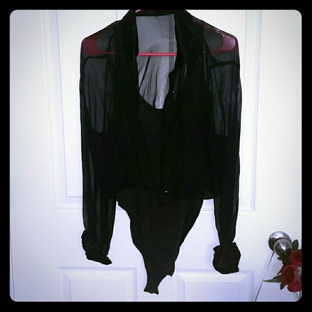 Black see thru blouse