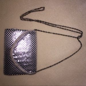 small, silver shoulder bag