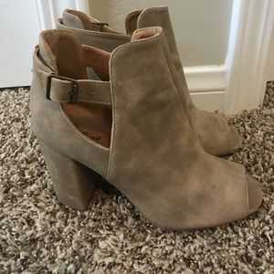 Taupe peep toe booties