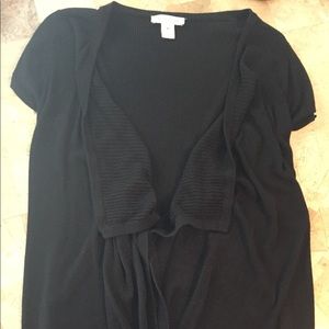 WHBM Short Sleeve Drape Front Cardigan