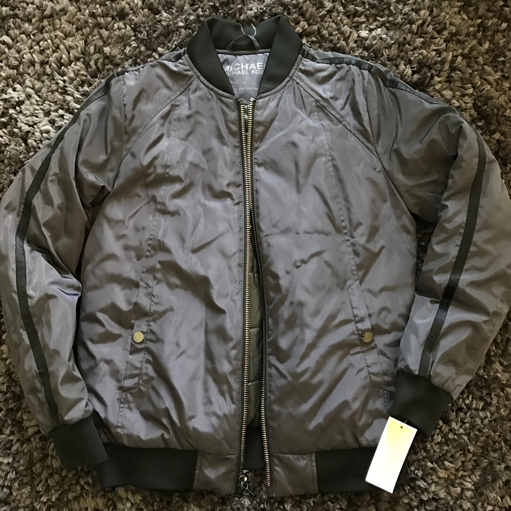 Michael Kors Gunmetal Bomber Jacket